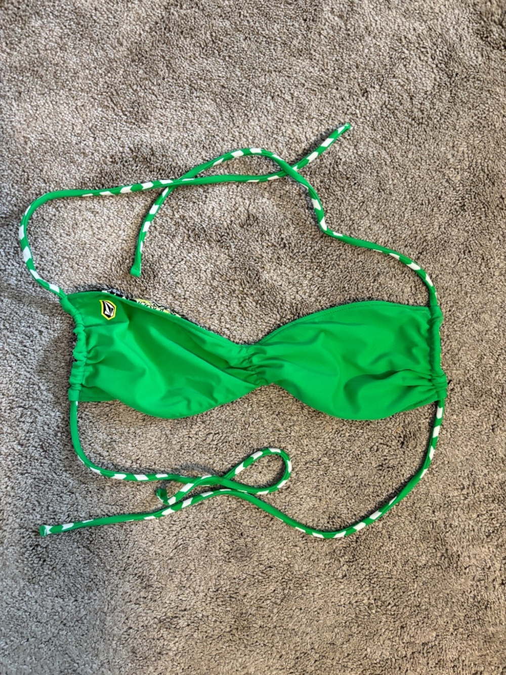 Volcom Reversible Bikini Top Womens Small/Medium Green Floral Bandeau Swim Surf